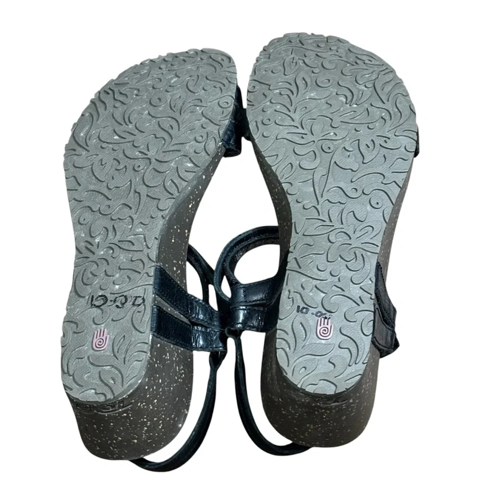Teva Ventura Black Leather Wedge Ankle Strap Sandals 4253. Women’s 9 - Picture 4 of 5